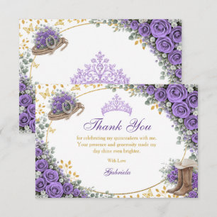 Tarjeta De Agradecimiento Rosas de lavanda occidentales Quinceañera del país