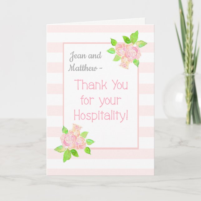 Tarjeta De Agradecimiento Rosas de nombre personalizado gracias por hospital (Anverso)