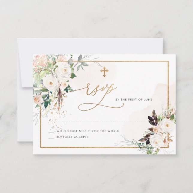 Tarjeta De Agradecimiento Rosas de Rubor PixDezines H2 RSVP (Anverso)
