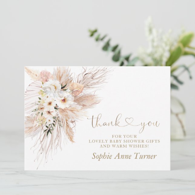Tarjeta De Agradecimiento Rosas del desierto Pampas Grass Baby Shower Callig (Anverso de pie)