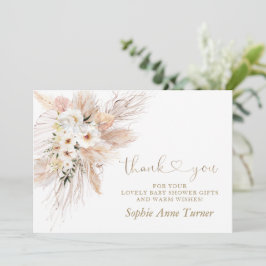 Tarjeta De Agradecimiento Rosas del desierto Pampas Grass Baby Shower Callig