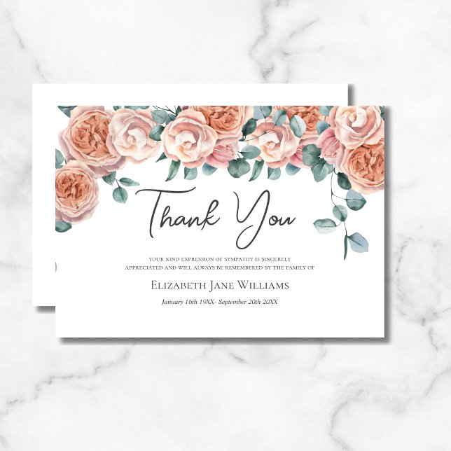 Tarjeta De Agradecimiento Rosas del Funeral Bereavement Peach (Subido por el creador)