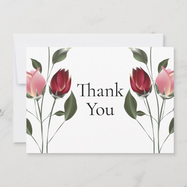 Tarjeta De Agradecimiento Rosas Elegantes Gracias (Anverso)