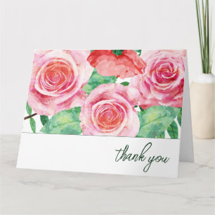 Tarjeta De Agradecimiento Rosas en acuarela Gracias