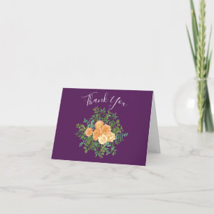 Tarjeta De Agradecimiento Rosas Florales Bodas Purple Peach