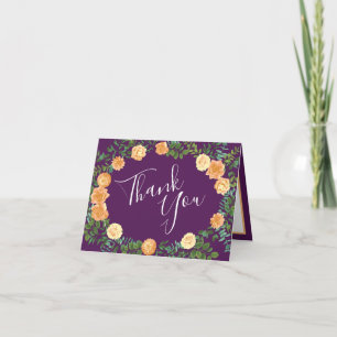 Tarjeta De Agradecimiento Rosas Florales Peach Purple Boda
