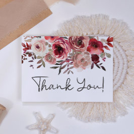 Tarjeta De Agradecimiento Rosas Florales Rubor Rojo Elegantes