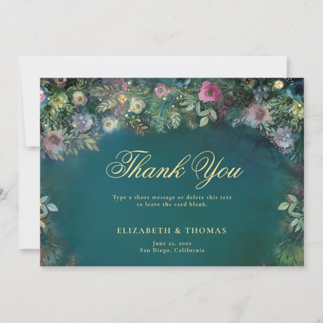 Tarjeta De Agradecimiento Rosas forestales encantados Boda de oro de Woodlan (Anverso)