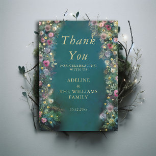 Tarjeta De Agradecimiento Rosas forestales encantados Verdor Dulce mágico 16