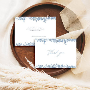 Tarjeta De Agradecimiento Rosas Francesas de Toile Azul Polvoriento Clásico 