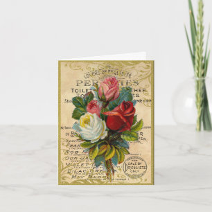 Tarjeta De Agradecimiento Rosas franceses antiguos