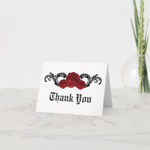 Tarjeta De Agradecimiento Rosas Góticos De Swirl Gracias Tarjeta, Rojo