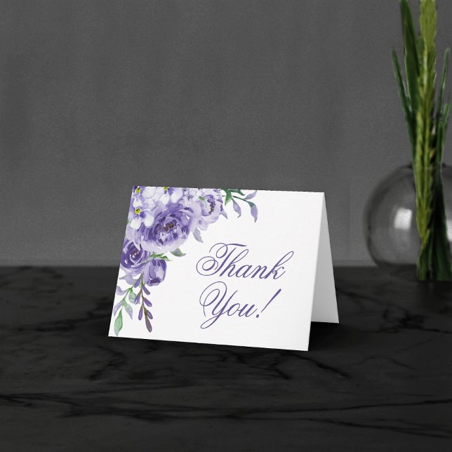 Tarjeta De Agradecimiento Rosas morados | Elegante acuarela Floral Boho (Subido por el creador)