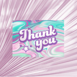 Tarjeta De Agradecimiento Rosas, Morados, Remolinos de Verde Menta Gracias