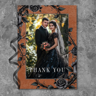 Tarjeta De Agradecimiento Rosas negros góticos Boda de fotos de óxido