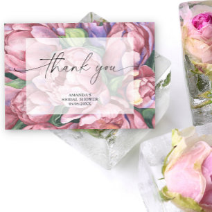 Tarjeta De Agradecimiento Rosas peonía acuarela - gracias baby shower nupcia