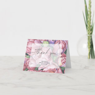 Tarjeta De Agradecimiento Rosas peonía acuarela - gracias regadera de la nov