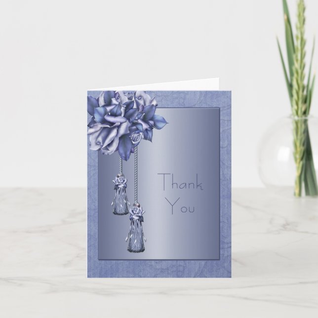 Tarjeta De Agradecimiento Rosas Purple Damask Gracias Cartas (Anverso)