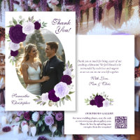 Rosas Purpúreas Código QR de Foto Oval Elegante Bo