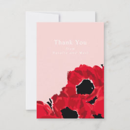Tarjeta De Agradecimiento Rosas rojas abstractas y amapolas