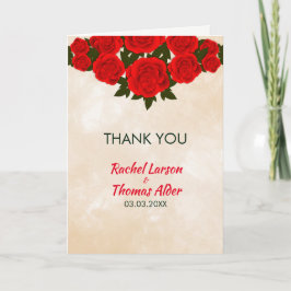 Tarjeta De Agradecimiento Rosas Rojas Brillantes