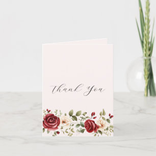Tarjeta De Agradecimiento Rosas Rojas Crema Rosadas Florales Boda
