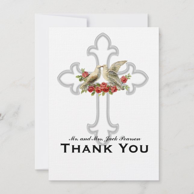 Tarjeta De Agradecimiento Rosas Rojas de Aves Amadas Personalizadas Gracias (Anverso)