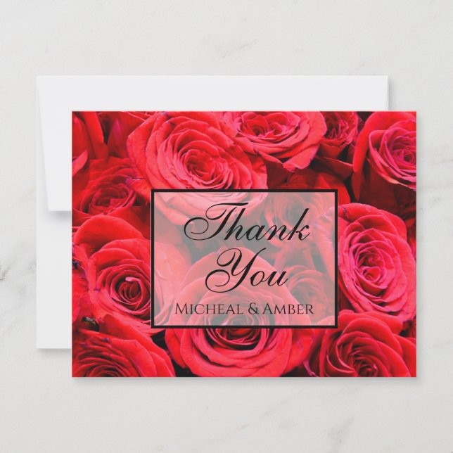 Tarjeta De Agradecimiento Rosas rojas elegantes flores rojas estampado flora (Anverso)