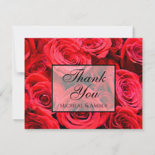 Tarjeta De Agradecimiento Rosas rojas elegantes flores rojas estampado flora