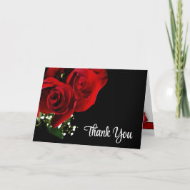 Tarjeta De Agradecimiento Rosas rojas en Boda negro