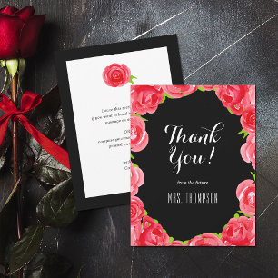 Tarjeta De Agradecimiento Rosas Rojas Florales Gracias
