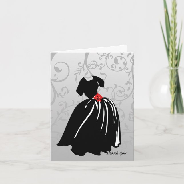 Tarjeta De Agradecimiento Rosas Rojas Retro Gracias (Anverso)