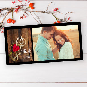 Tarjeta De Agradecimiento Rosas rojas y caballos Boda occidental gracias