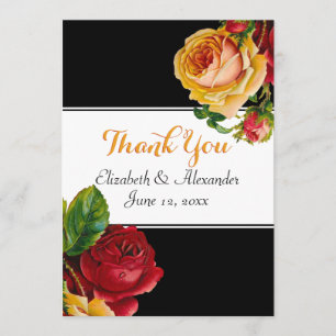 Tarjeta De Agradecimiento Rosas rojos y amarillos bohemios florales