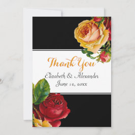 Tarjeta De Agradecimiento Rosas rojos y amarillos bohemios florales