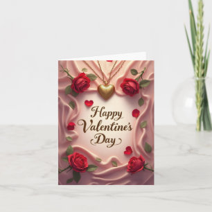 Tarjeta De Agradecimiento Rosas románticas y diseño de San Valentín del cora
