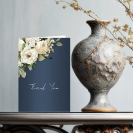 Tarjeta De Agradecimiento Rosas románticos, Boda Boho Dusty Blue