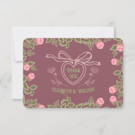 Tarjeta De Agradecimiento Rosas románticos de Cottagecore - Bloqueo cardíaco