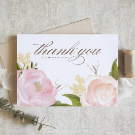 Tarjeta De Agradecimiento Rosas románticos de Rubor Pink Garden Boda botánic