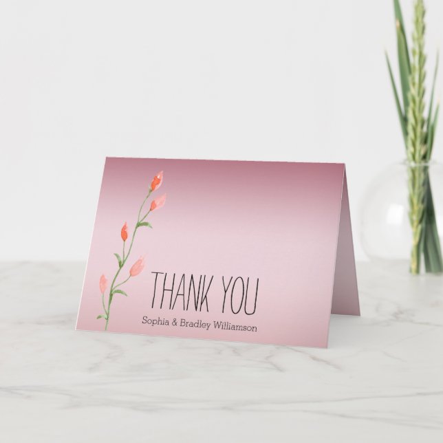 Tarjeta De Agradecimiento Rosas Rosa Ombre Gracias (Anverso)