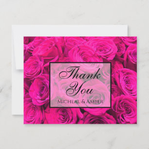 Tarjeta De Agradecimiento Rosas rosadas flores rosadas estampado floral rosa