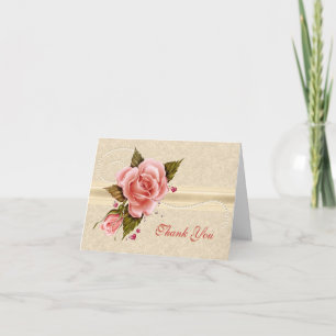 Tarjeta De Agradecimiento Rosas Rosadas Gracias
