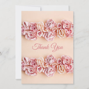 Tarjeta De Agradecimiento Rosas rosadas románticas Elegante boda