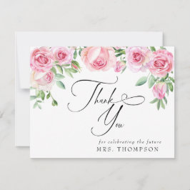Tarjeta De Agradecimiento Rosas rosadas Rubor Despedida de soltera | Gracias