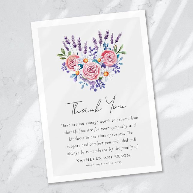 Tarjeta De Agradecimiento Rosas Rosadas Simpatía Funeral Floral (Subido por el creador)