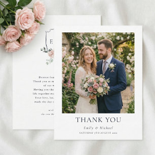 Tarjeta De Agradecimiento Rosas Rosadas Sonrojadas Boda Romántica
