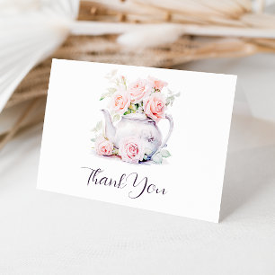 Tarjeta De Agradecimiento Rosas rosadas sonrojadas Elegante ducha de novia