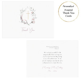 Tarjeta De Agradecimiento Rosas rosas ligeros escribieron funerario católico