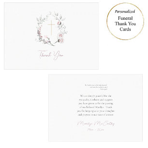 Tarjeta De Agradecimiento Rosas rosas ligeros escribieron funerario católico