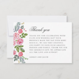 Tarjeta De Agradecimiento rosas rosas rosas. Flores de jardín antiguas. Boda